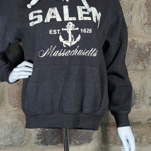 Bay State Gear Salem Massachusetts Dark Gray Hooded Pullover Woman's Size Small - Picture 4 of 13